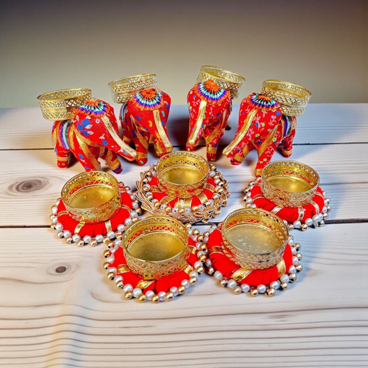 Elephant Tealight Rangoli Candle Holders Festival of Light Decorative Candle Stand for Diwali Christmas Thanksgiving Housewarming Gift T-light Holder for Centerpiece Dining Table Home Decor